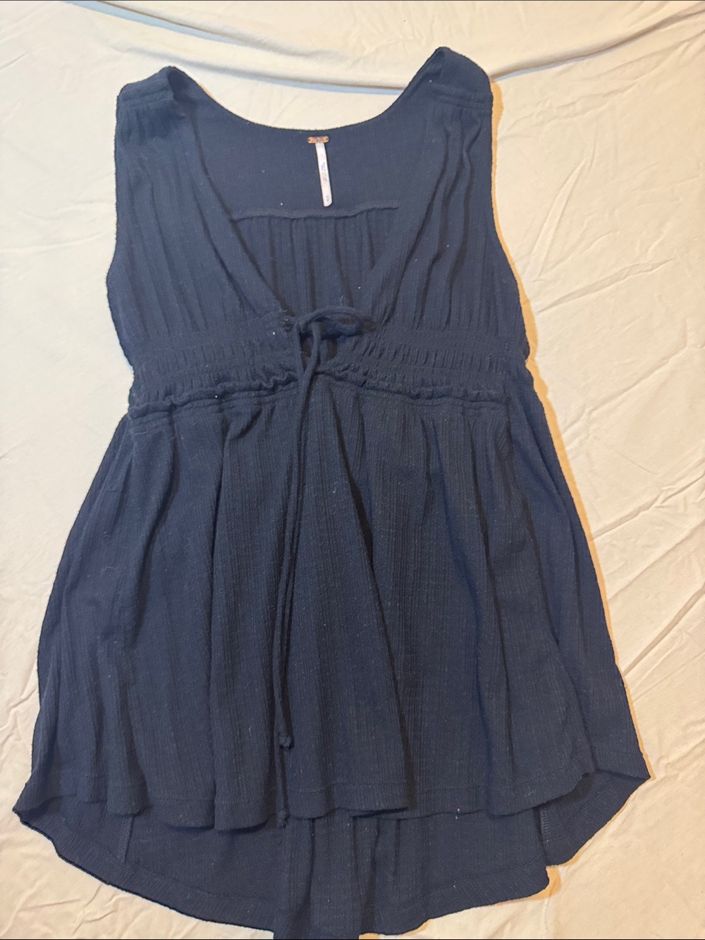 Vintage Free People Black Sleeveless Tie-Front Tank